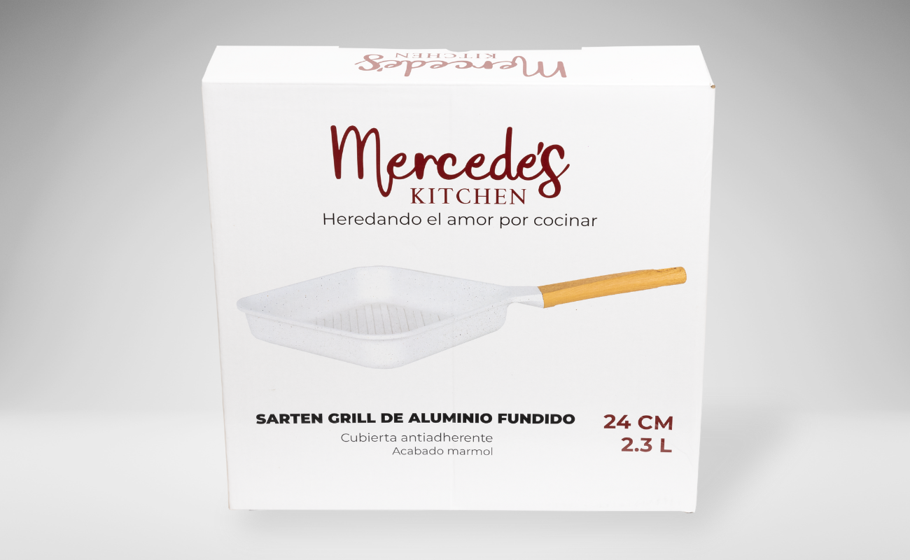 Sarten Grill 24 Cm Blanco Inducción Mercede´s Kitchen